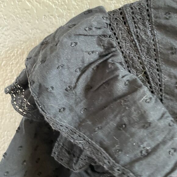 LoveShackFancy Natasha Mini Dress Womens Medium Black Ruffle Swiss Dot Coquette - Picture 8 of 16